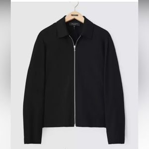 RAG & BONE Andrew Merino Zip Through Black Sweater MEDIUM